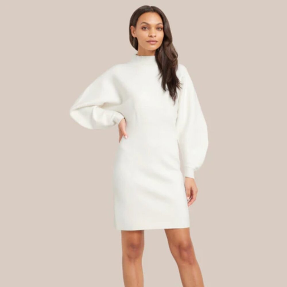 Modern Citizen - Moya Mock-Neck Mini Sweater Dress - Cream - US Size M